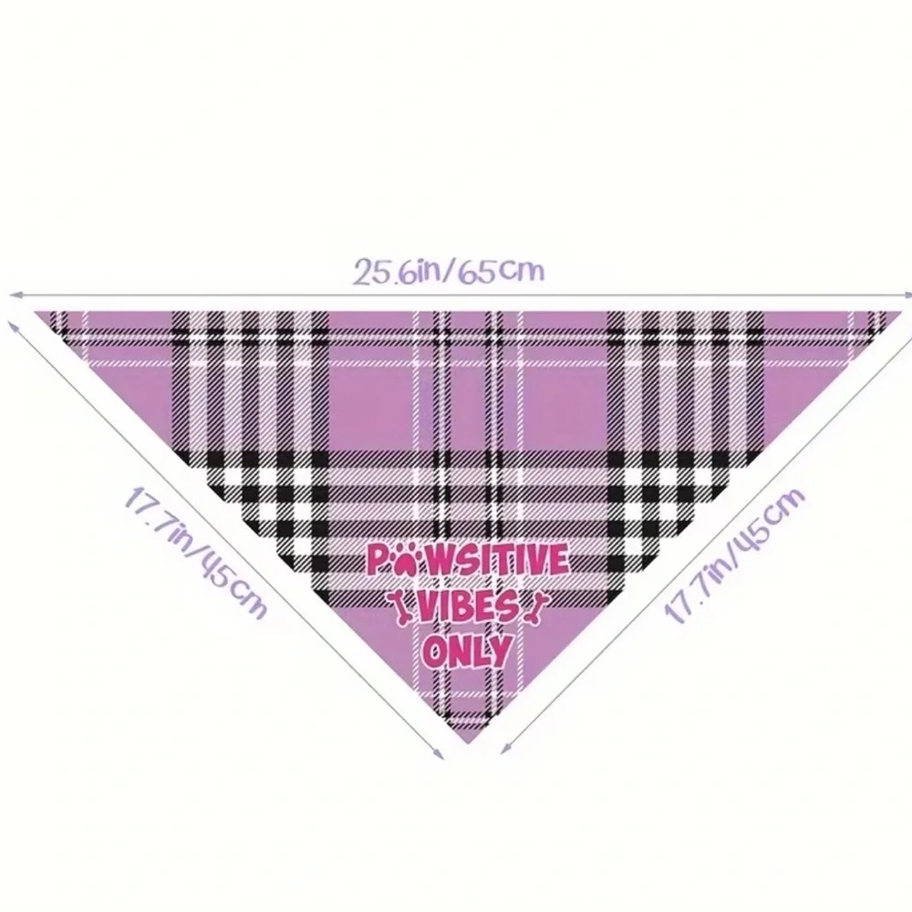 Dog Bandana Orange & Blue Plaid with Caption “Wag More Bark Less